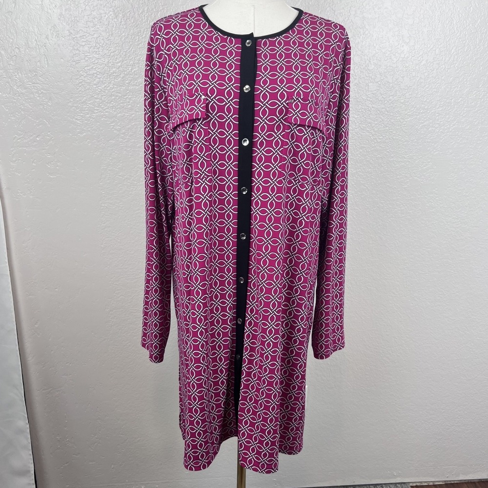 Susan Graver Tunic Top Womens XL Geometric Liquid Knit Office Travel Business